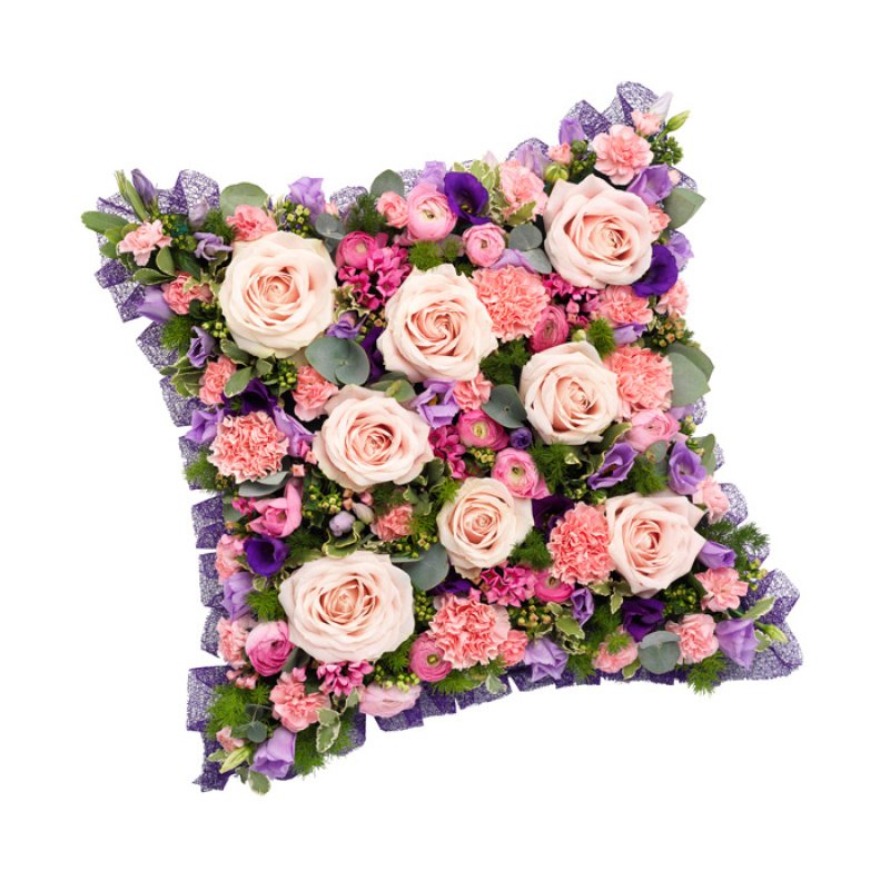 Pink and Mauve Cushion funeral flower pillow