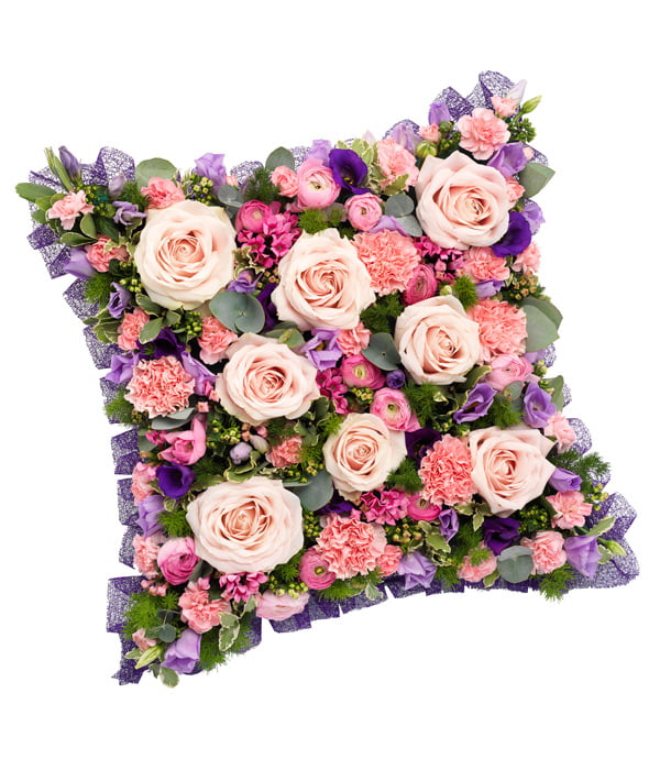 Pink and Mauve Cushion funeral flower pillow